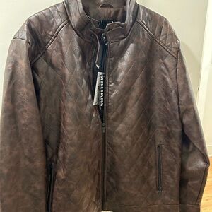 Men's Quilted Brown Leather Jacket